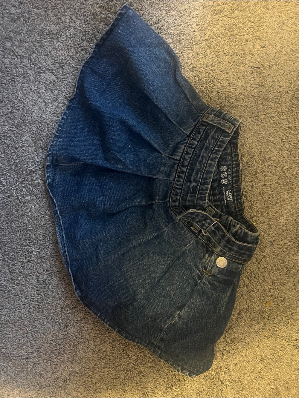 Primark Dark Blue Pleated Denim Mini Skirt